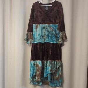 Speechless Brown and Teal Tiered Maxi Dress
